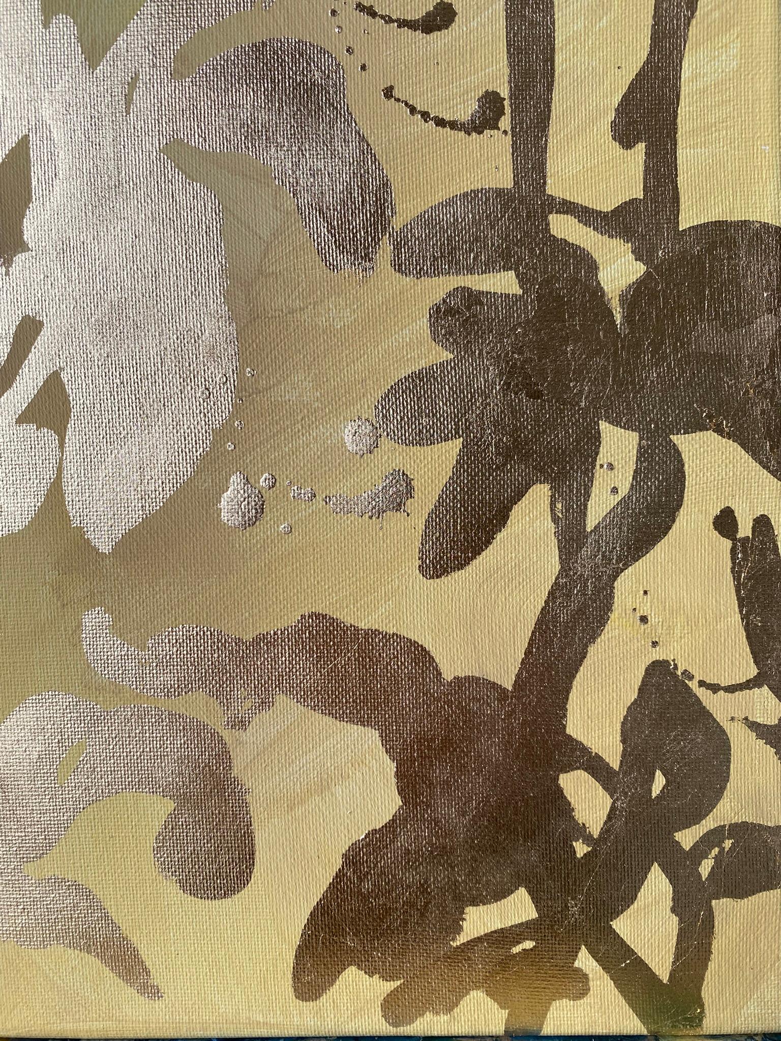 Trittico originale Memorie del paesaggio-Artista britannico premiato-Foglia d'oro e olio in vendita 6