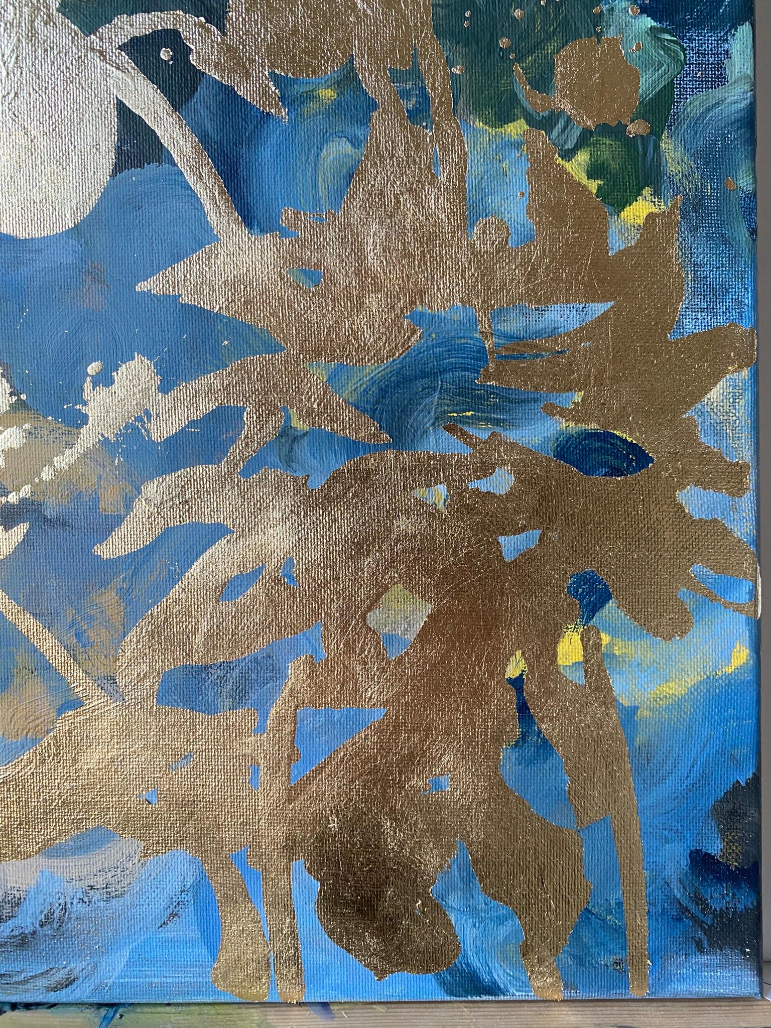 Trittico originale Memorie di paesaggio-Foglia d'oro con olio-Artista britannico premiato in vendita 5
