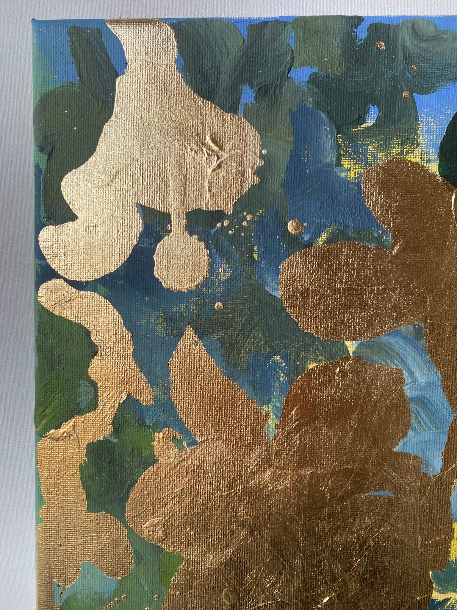 Trittico originale Memorie di paesaggio-Foglia d'oro con olio-Artista britannico premiato in vendita 6