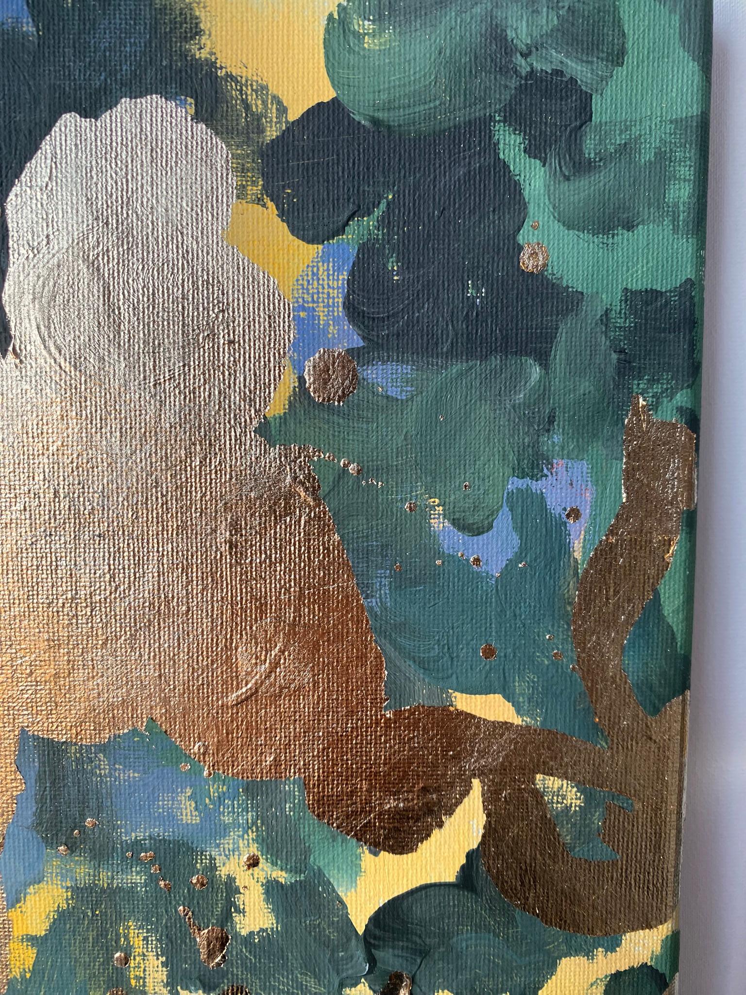 Trittico originale Memorie di paesaggio-Foglia d'oro con olio-Artista britannico premiato in vendita 7