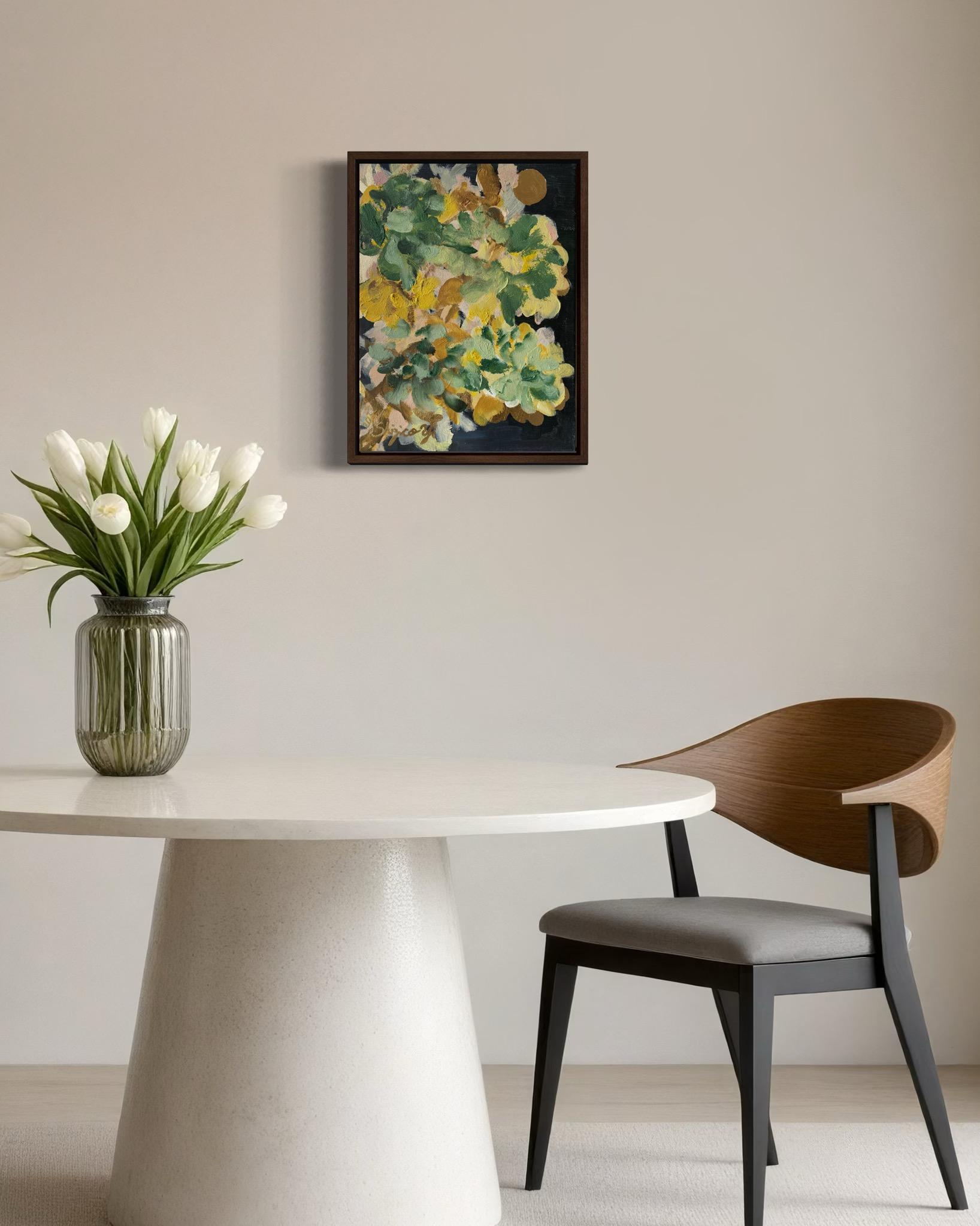 Original Triptych-Jardin d'Hiver and La vie Rose-British Awarded Artist-Impasto - Brown Abstract Painting by Shizico Yi