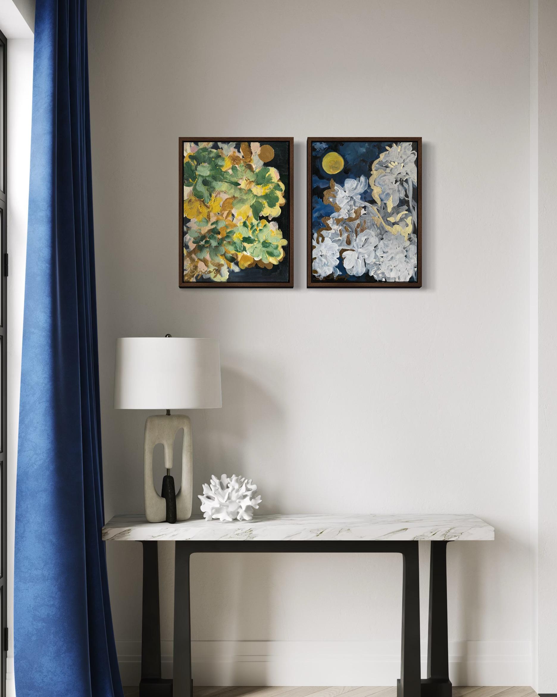 Original Triptych-Jardin d'Hiver and La vie Rose-British Awarded Artist-Impasto For Sale 5