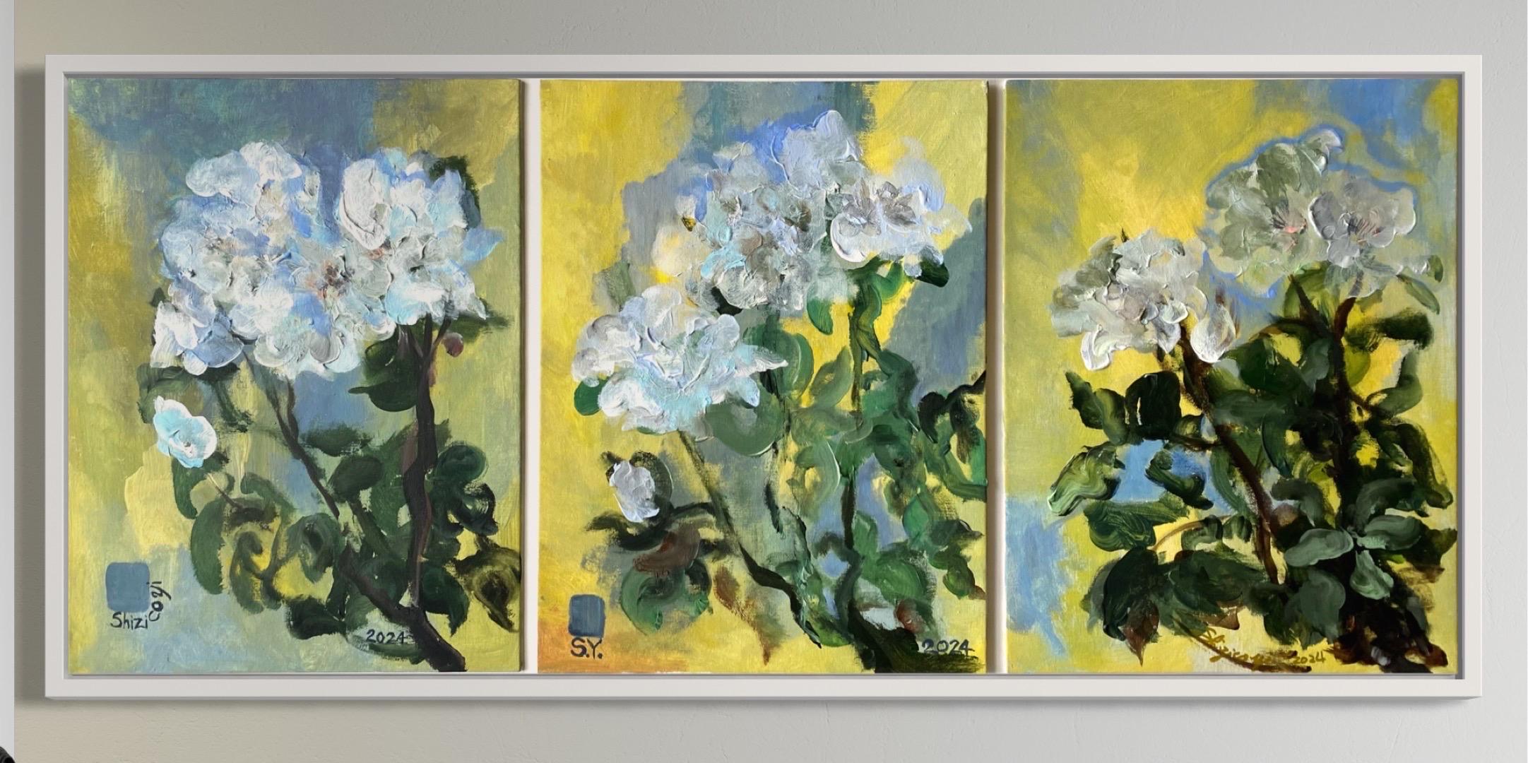 Trittico originale-Rosariano1-2-3-Scuola Britannica-Artista premiato-impressione - Painting Impressionismo astratto di Shizico Yi