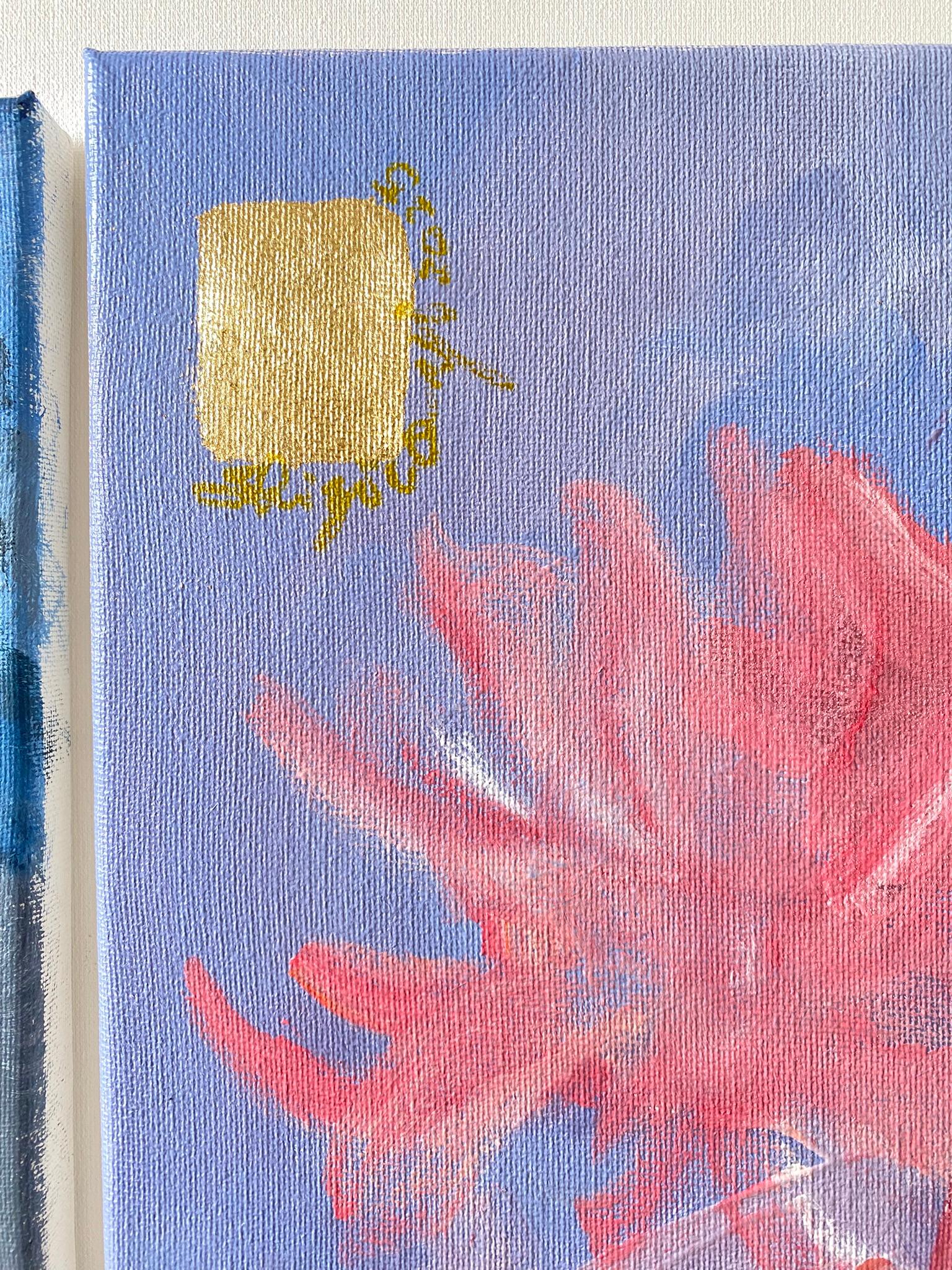 Original Triptych-Sunlit Series-British Awarded Artist-Gold Leaf, Oil on canvas For Sale 2