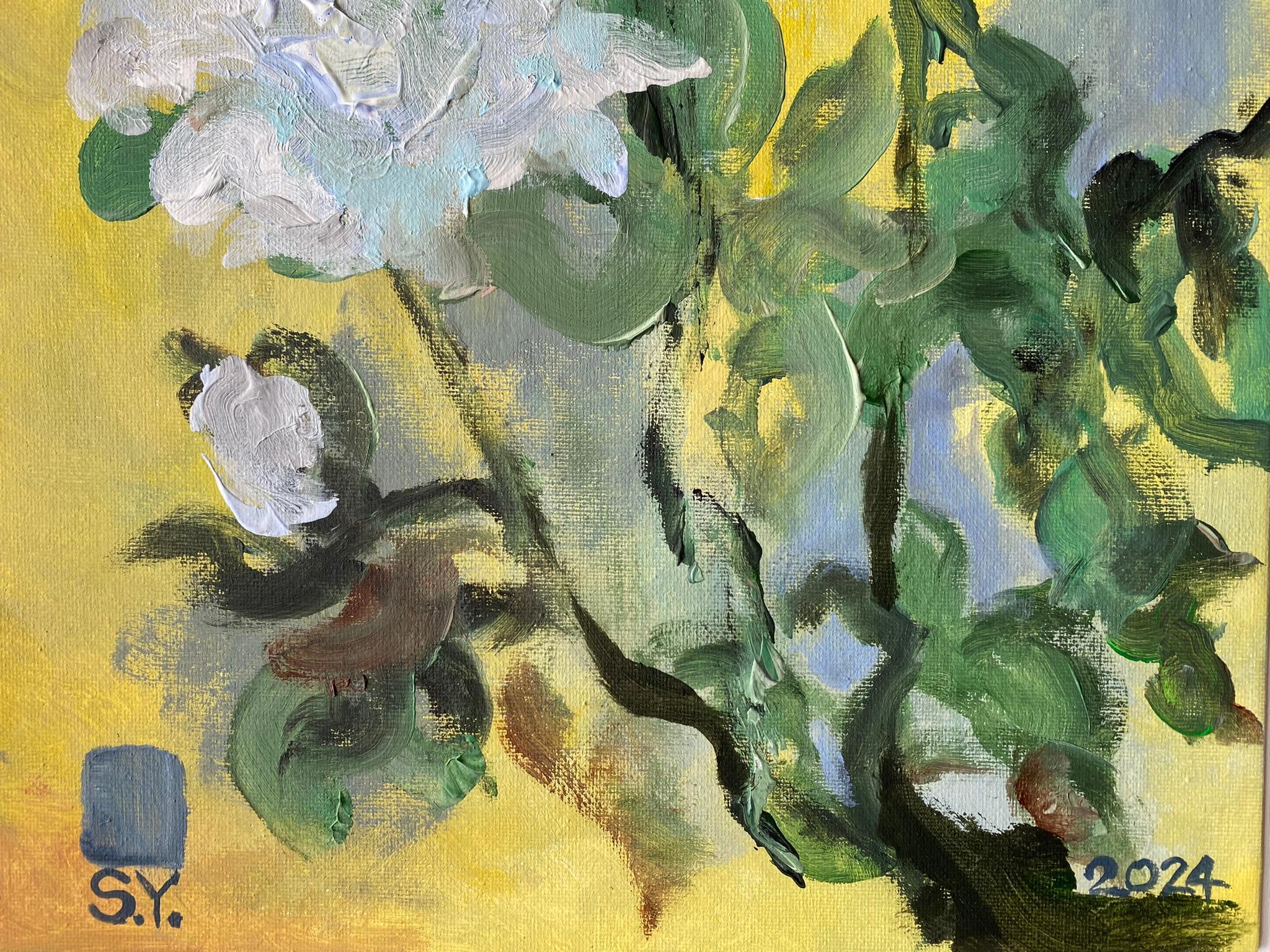 Originale-The Rosarian-British School-Awarded Artist-Espressione-Abstract-Roses UK - Painting Impressionismo astratto di Shizico Yi