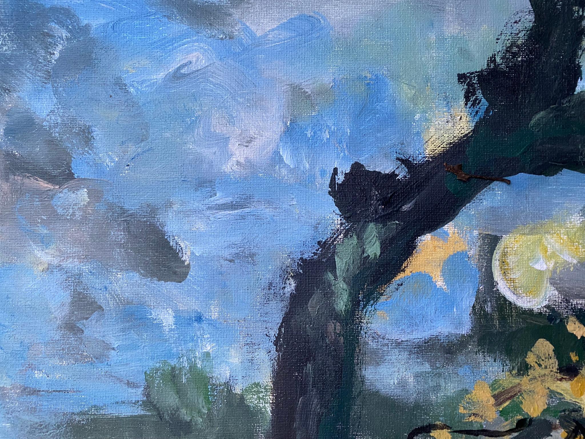 Estanque de sauces original en otoño-plein air-Artista británico galardonado-Expresionista en venta 2