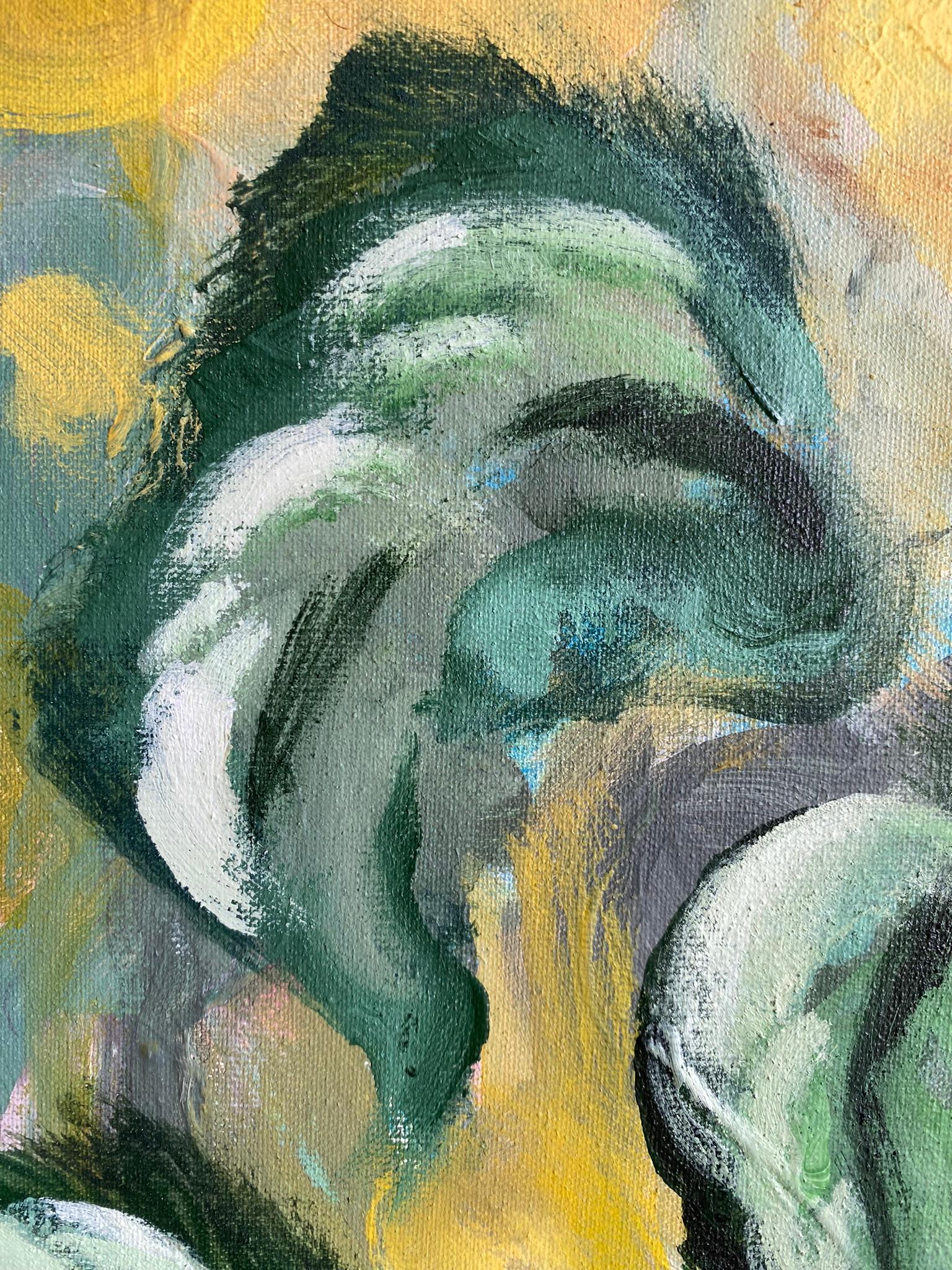 Originale-Winter Bloom-British AwardedArtist-Verde invernale con luce incandescente Hope in vendita 6