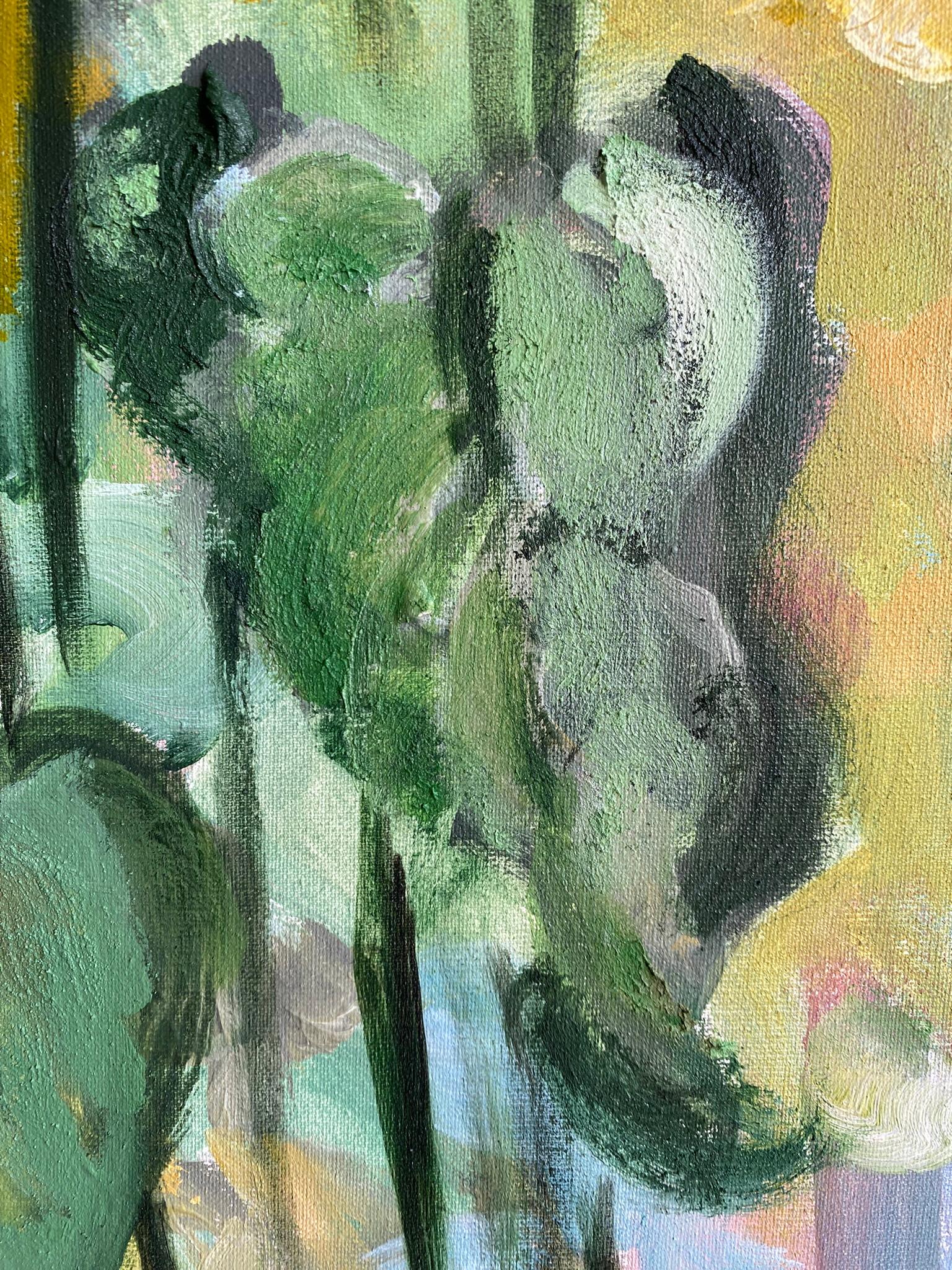 Originale-Winter Bloom-British AwardedArtist-Verde invernale con luce incandescente Hope in vendita 12