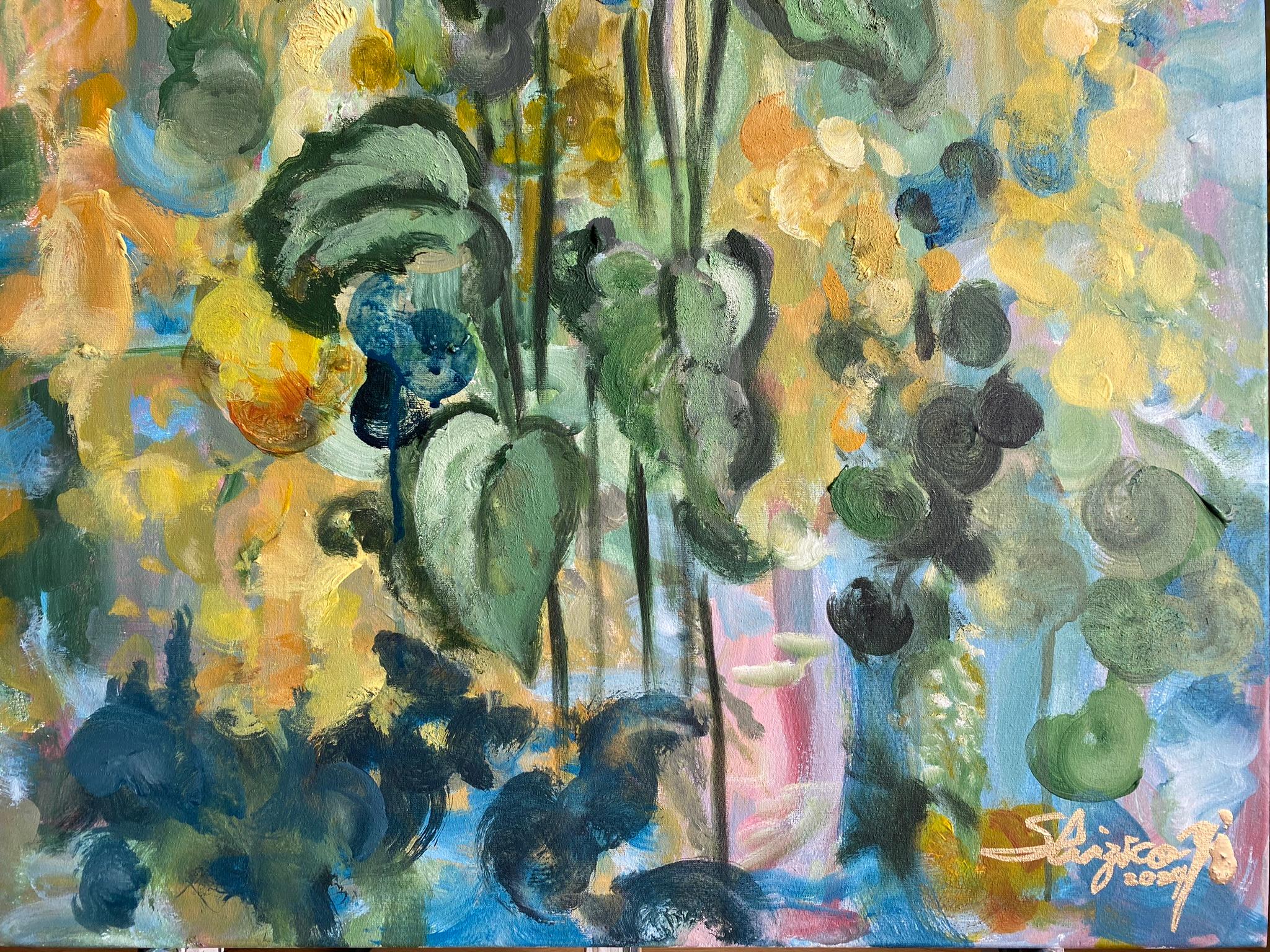 Originale-Winter Bloom-British AwardedArtist-Verde invernale con luce incandescente Hope in vendita 15