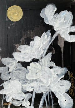 Original work on paper-Snow Moonlight-British Awarded Artist-gesso oil landscape