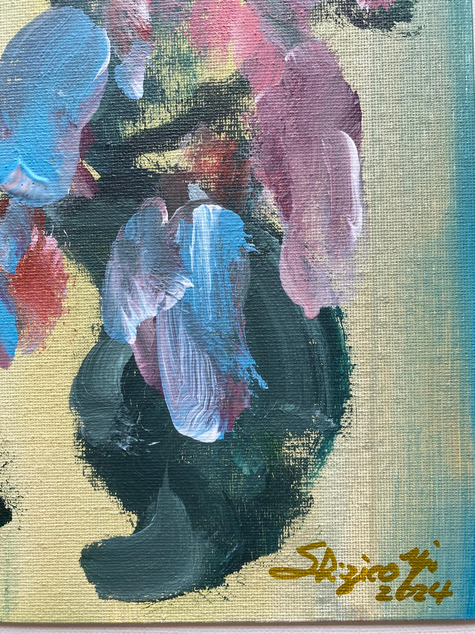 Originales-Tríptico de la Campana Mágica-Artista premiado en el Reino Unido-enmarcado-después de Monet-impresionismo en venta 7
