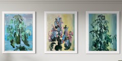 Originals-Magic Bell Triptychon-UK, preisgekröntes Künstler-Botanischer abstrakter Expressionismus