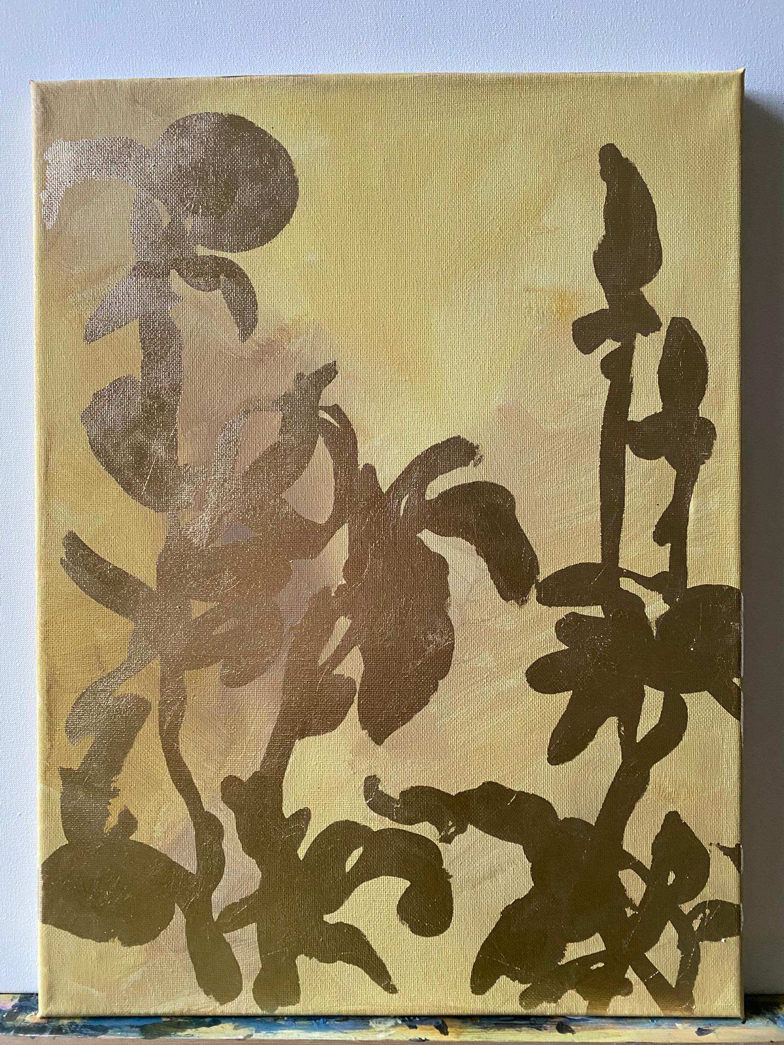 Olio originale-Foglia d'oro su tela-Artista britannico premiato-Paesaggio Memoria Astratto - Abstract Painting Oro di Shizico Yi