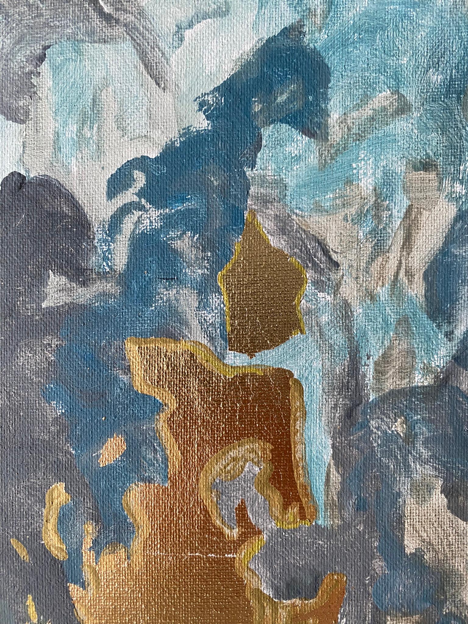 Originale-Primario Blu-Illuminato -Astrazione-Espressione-Foglia d'oro-Artista premiato dal Regno Unito 2