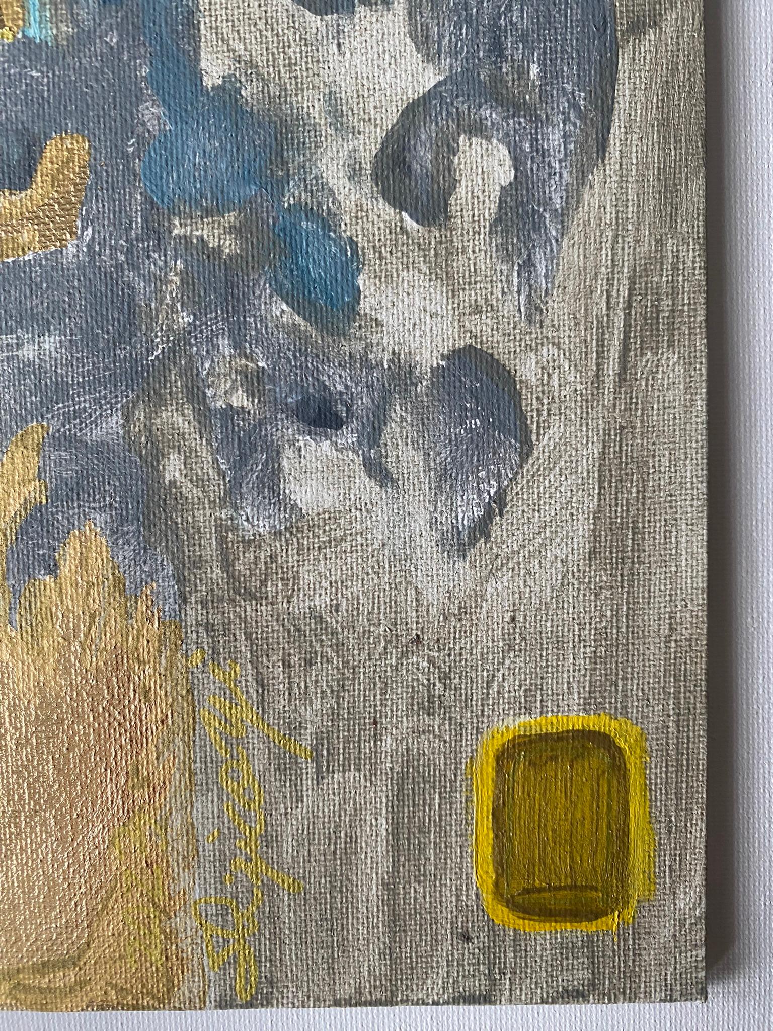 Originale-Primario Blu-Illuminato -Astrazione-Espressione-Foglia d'oro-Artista premiato dal Regno Unito 4