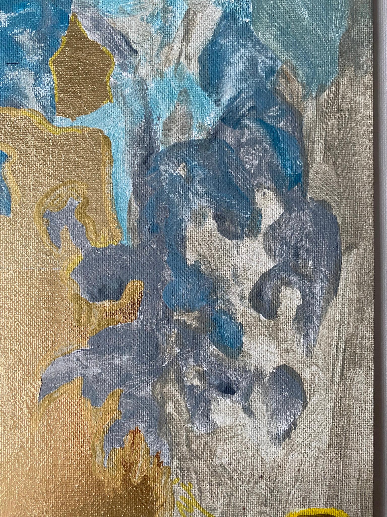 Originale-Primario Blu-Illuminato -Astrazione-Espressione-Foglia d'oro-Artista premiato dal Regno Unito 3