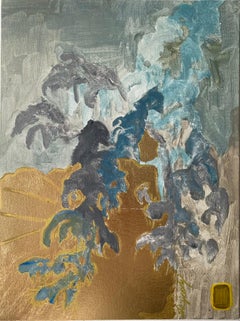 Original-Primary Blue-Sunlit -Abstract-Expression-Gold Leaf-UK Awarded Artist