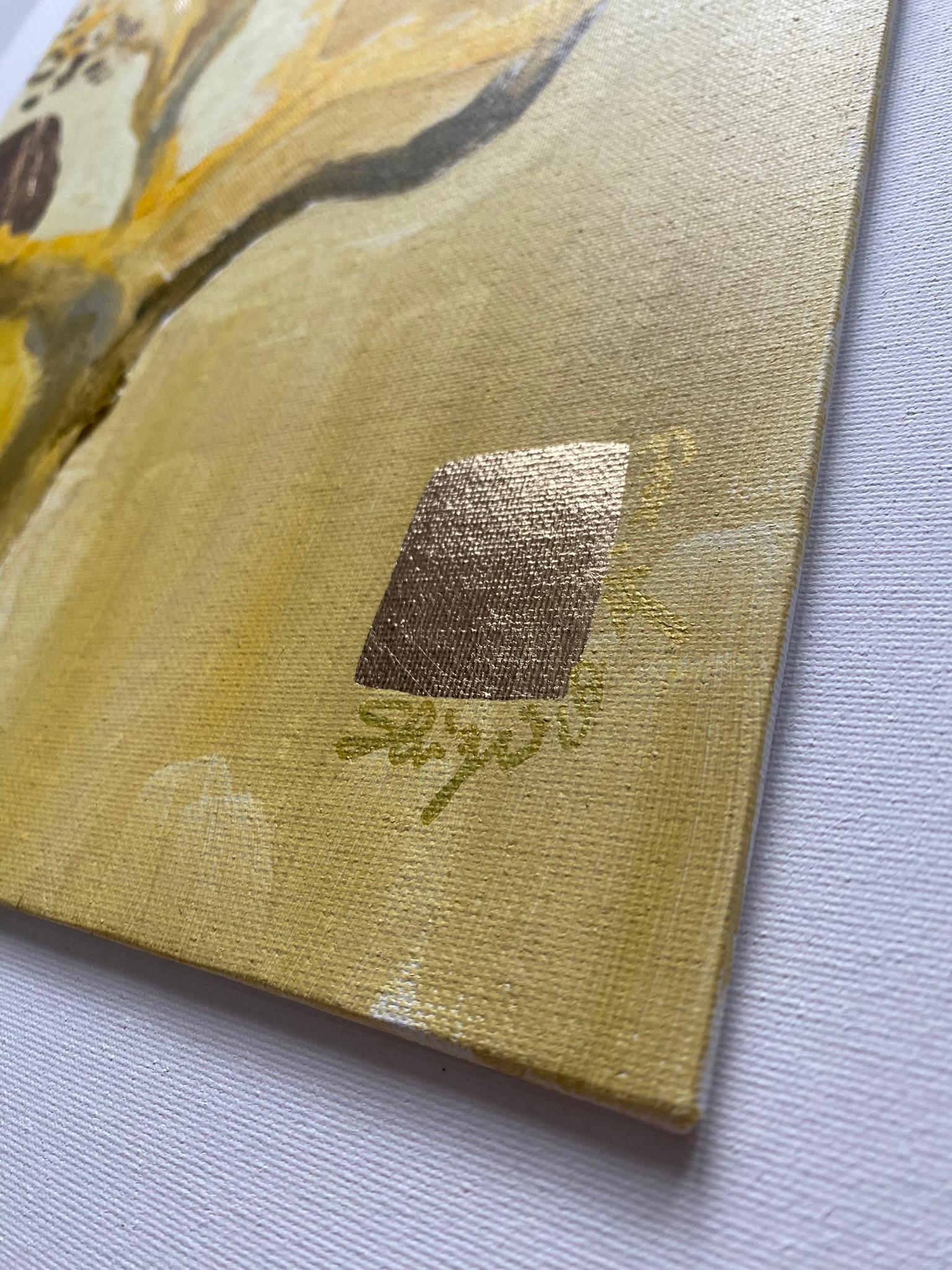 Original-Primary Yellow-Sunlit-Abstract-Expression-Gold Leaf-UK Awarded Artist 7