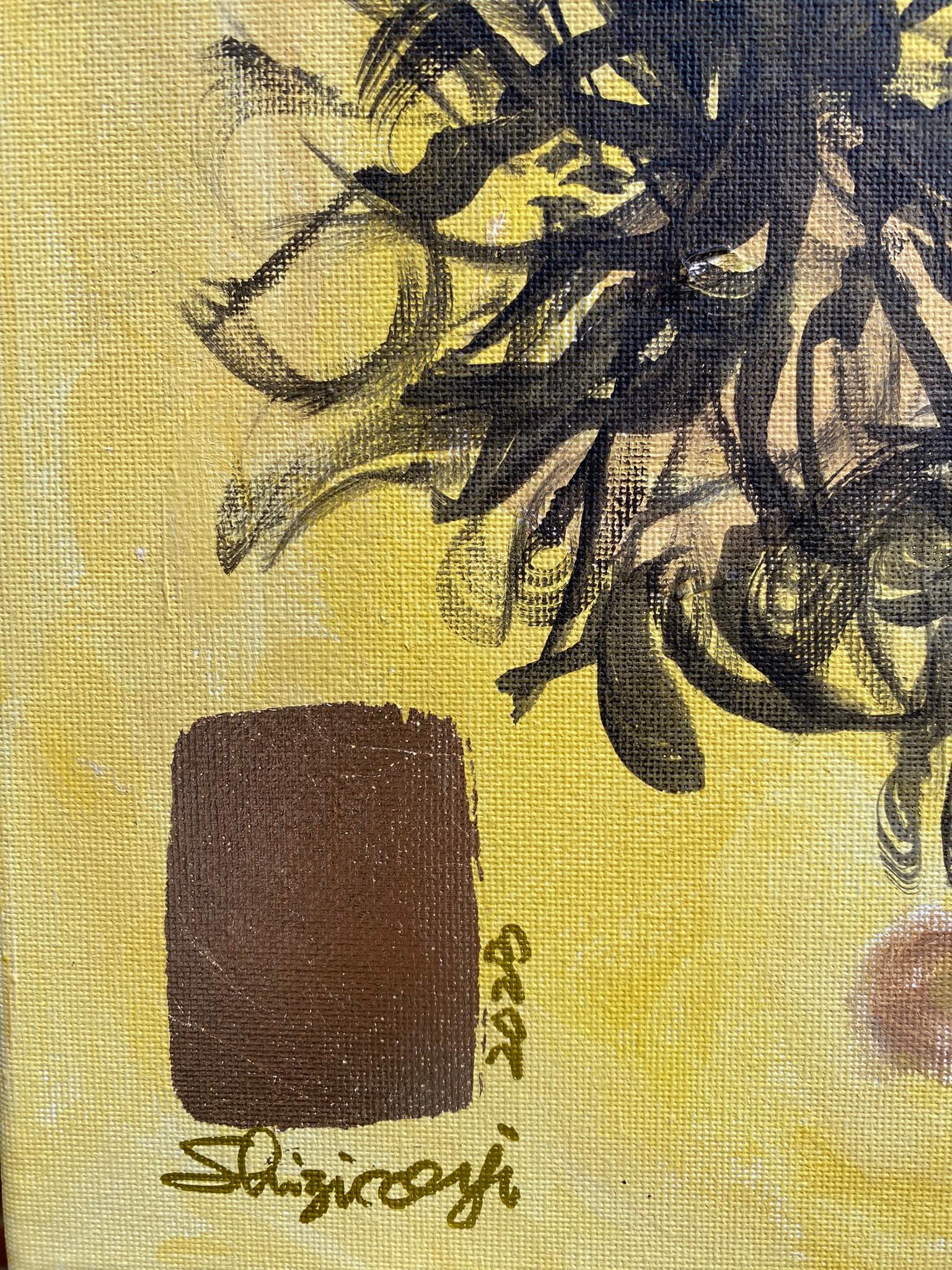 Preghiere al sole-Trittico originale-Artista britannico premiato-Foglia d'oro-Espressionista 8