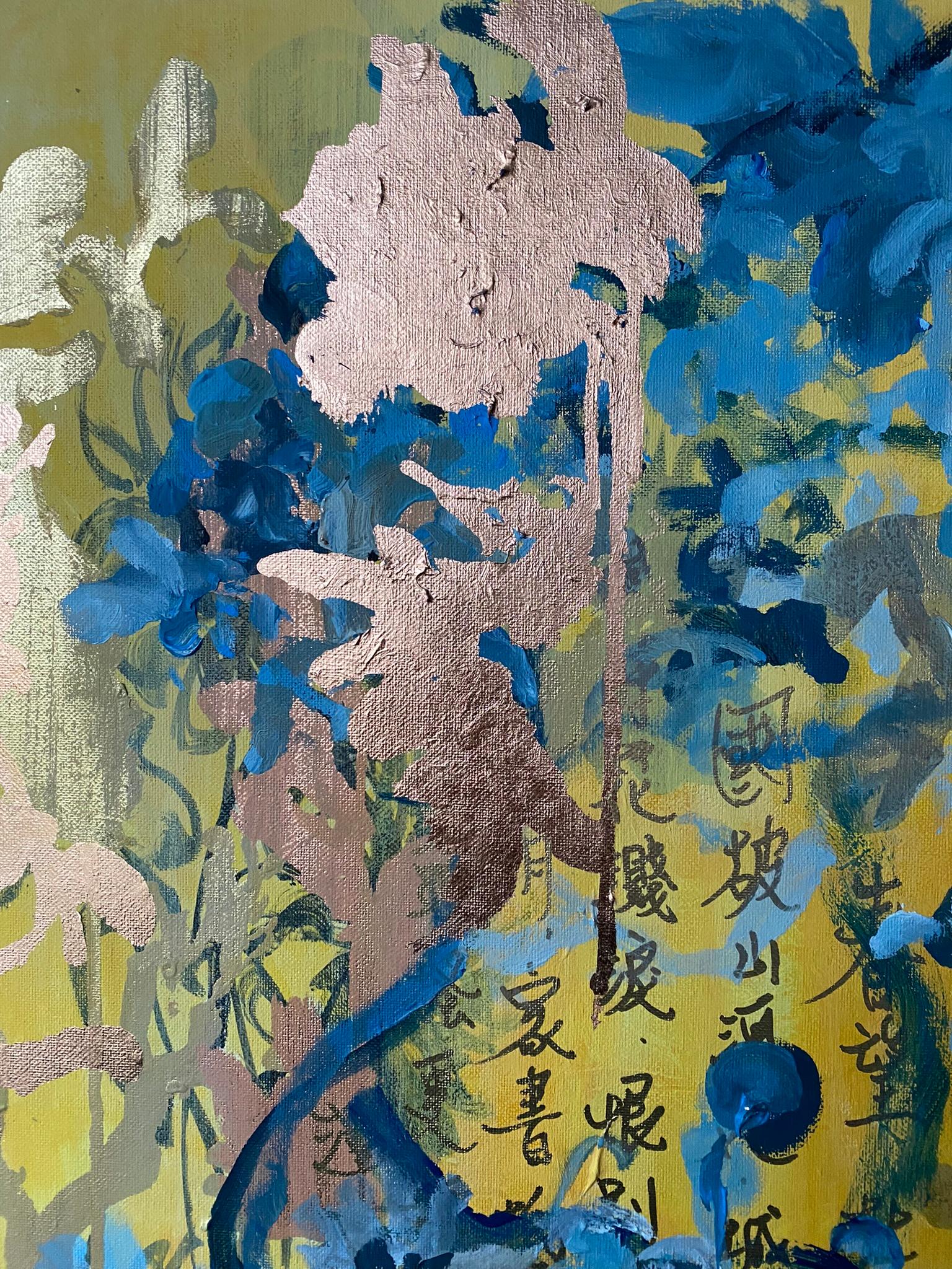Preghiere al sole-Trittico originale-Artista britannico premiato-Foglia d'oro-Espressionista 15