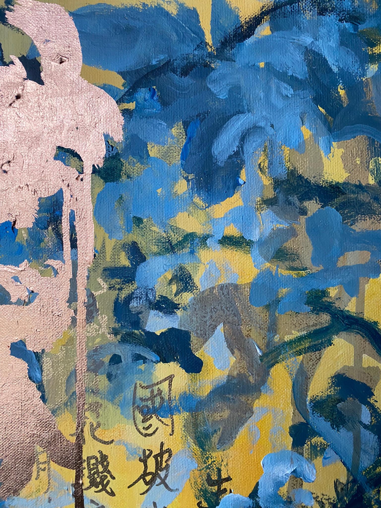 Preghiere al sole-Trittico originale-Artista britannico premiato-Foglia d'oro-Espressionista 16
