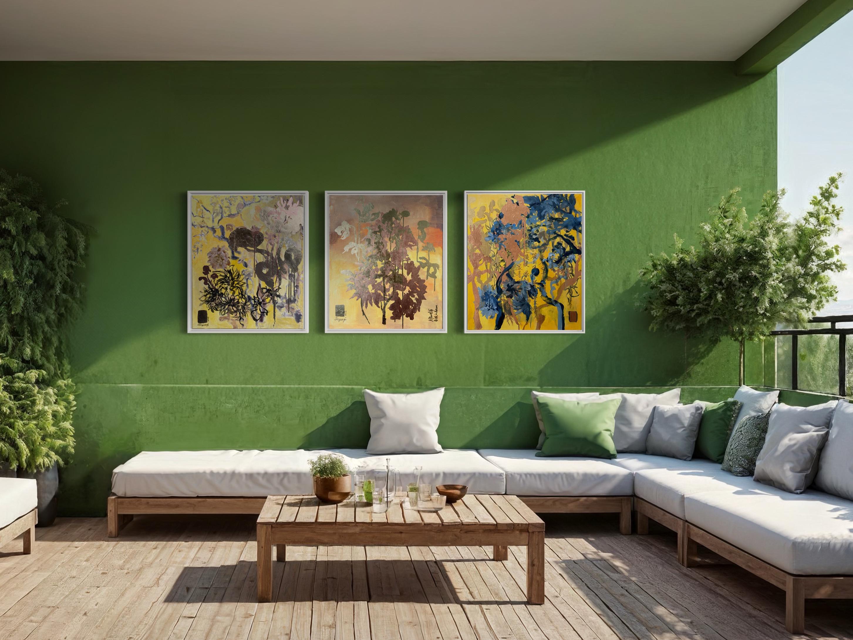 La serie [ Sunlit ] è un'esplorazione del colore giallo e del suo effetto curativo positivo su di noi.
Il linguaggio pittorico di questa serie rende omaggio alle stampe giapponesi Woodblock. Nella sua ultima serie, intitolata 