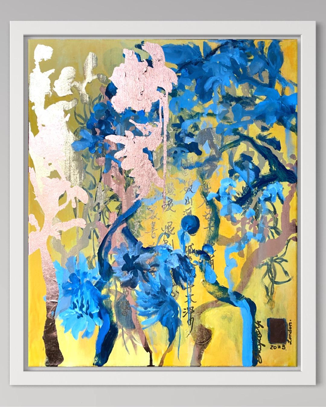 Preghiere al sole-Trittico originale-Artista britannico premiato-Foglia d'oro-Espressionista 5