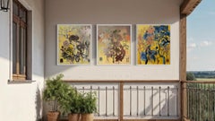 Sunlit Prayers-Original Triptych-British Awarded Artist-Gold Leaf-Expressionist