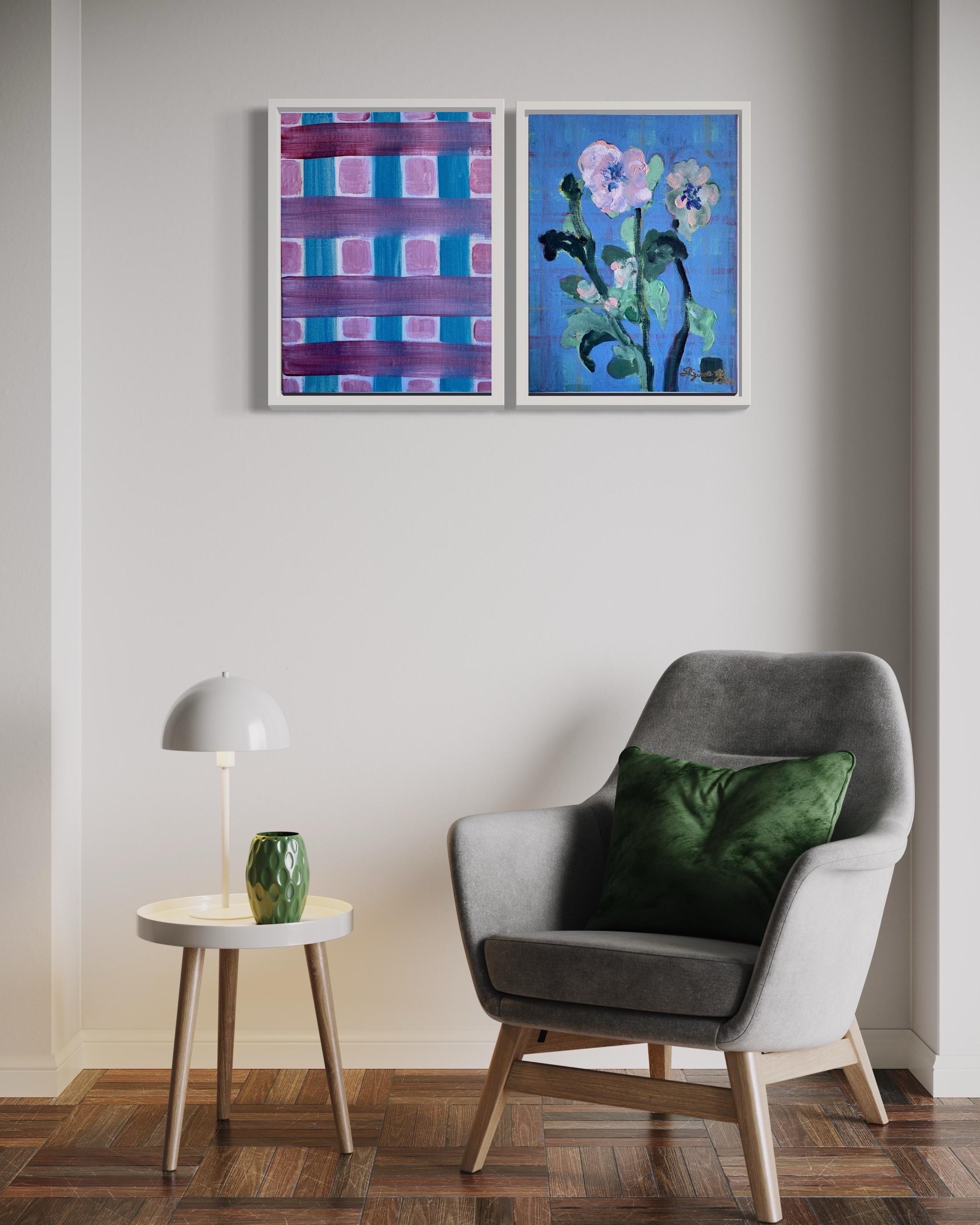 Set originale-British-award Artist-feat. Tartan scozzese contro Camelia il tessitore - Painting di Shizico Yi
