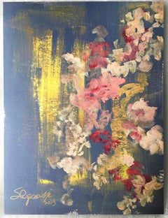 蘭 Orchids in Purple Mists-hand painted Limited Edition #4 of 10-British Artist