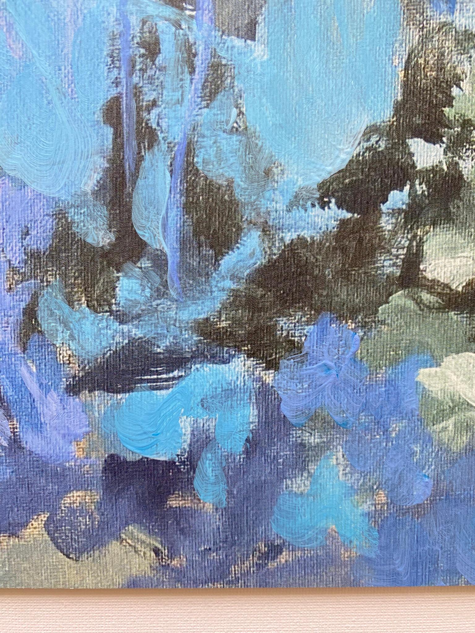 Aluminium Limited Edition#2 Summer Night-Awarded Artist-hand-painted highlight - Blue Landscape Print by Shizico Yi