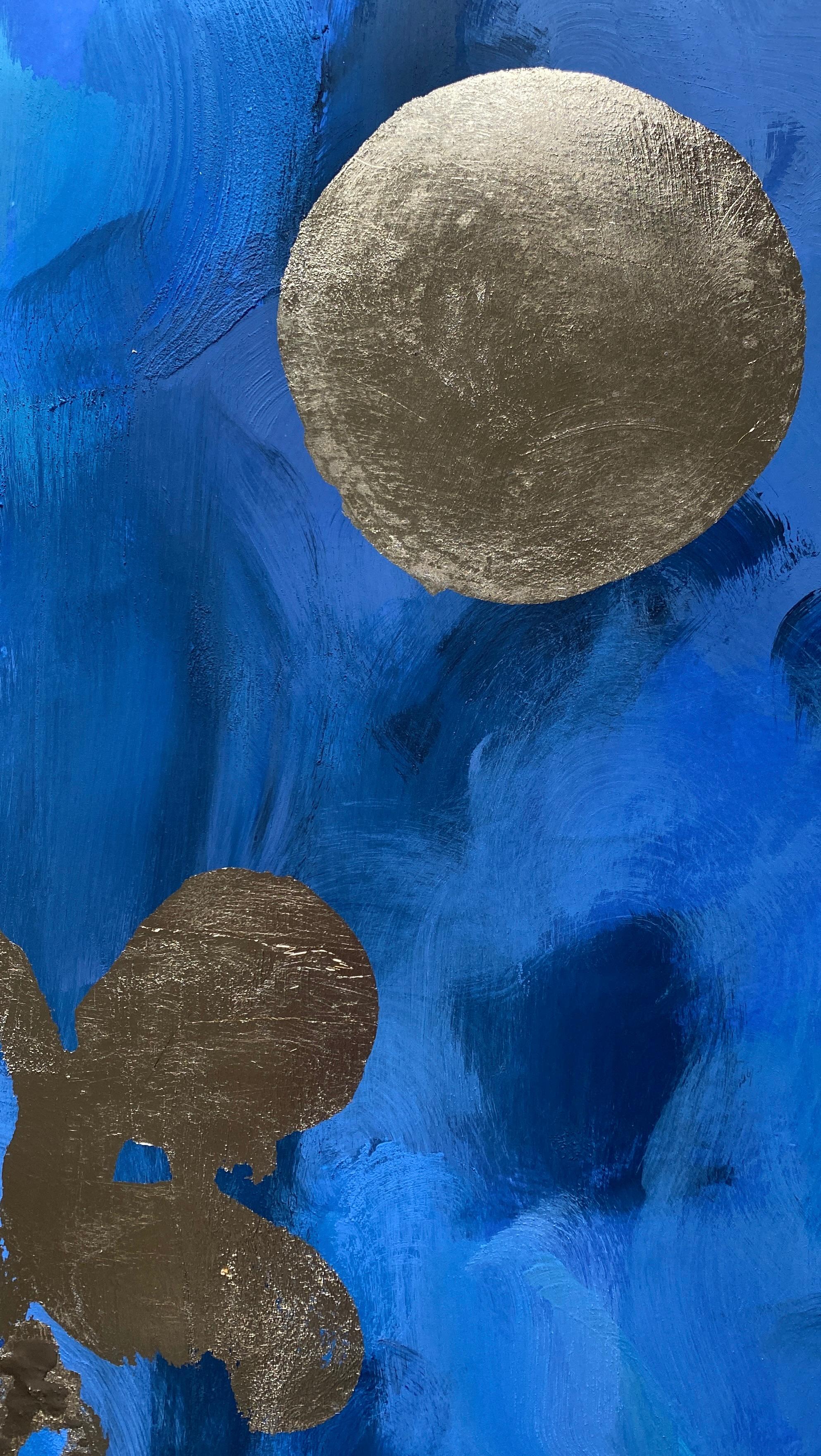 August Moon - Épreuve d'artiste en un exemplaire - Peint à la main - Artistique britannique primé - Feuille d'or en vente 5