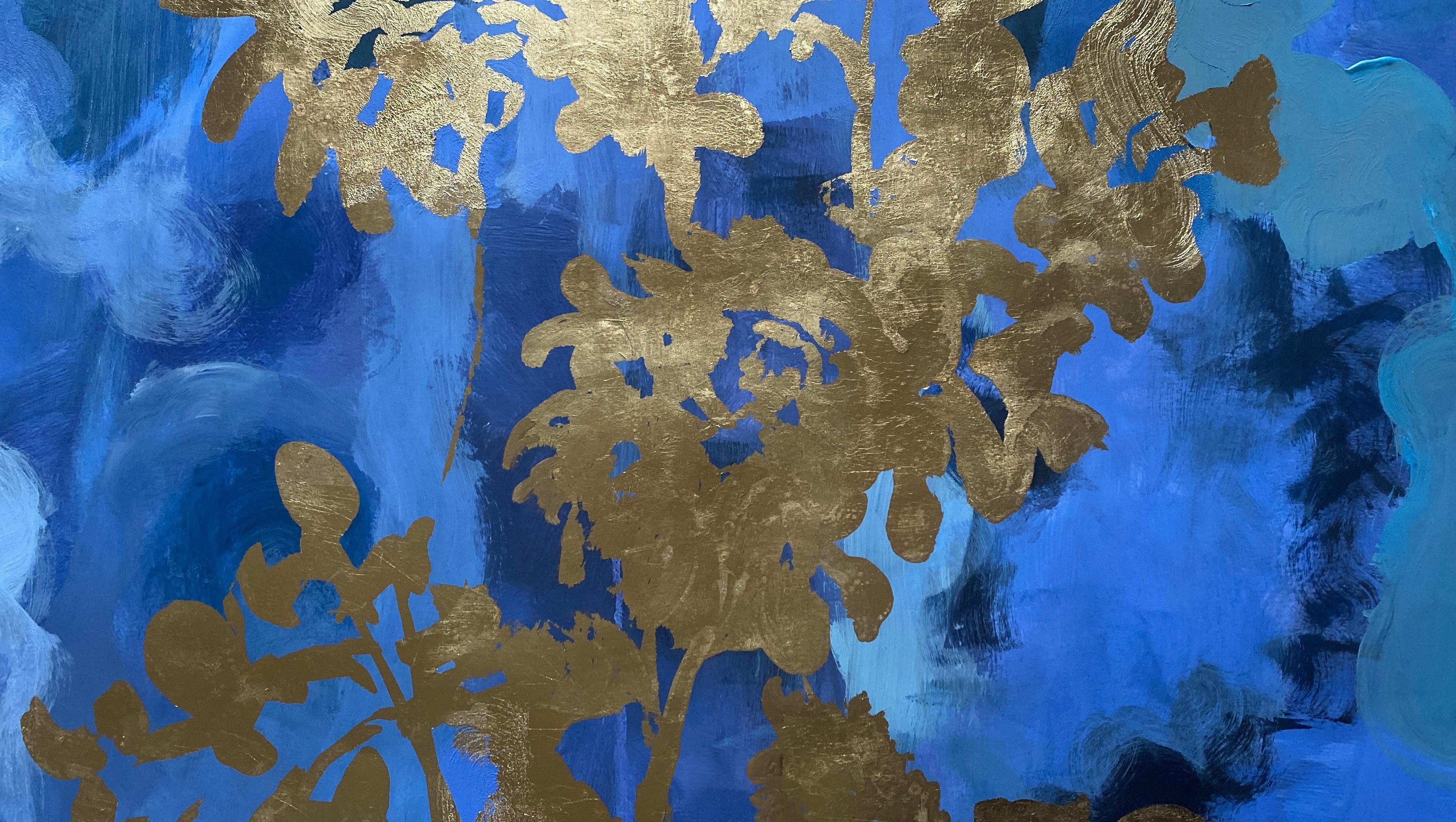 August Moon - Épreuve d'artiste en un exemplaire - Peint à la main - Artistique britannique primé - Feuille d'or - Expressionnisme abstrait Print par Shizico Yi
