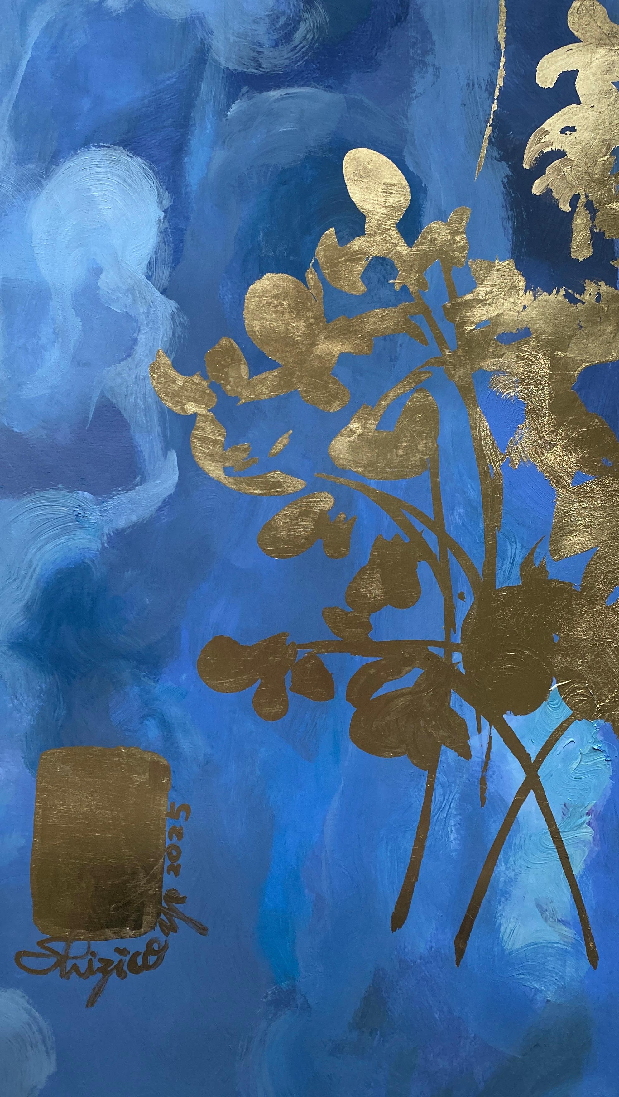 August Moon - Épreuve d'artiste en un exemplaire - Peint à la main - Artistique britannique primé - Feuille d'or en vente 1