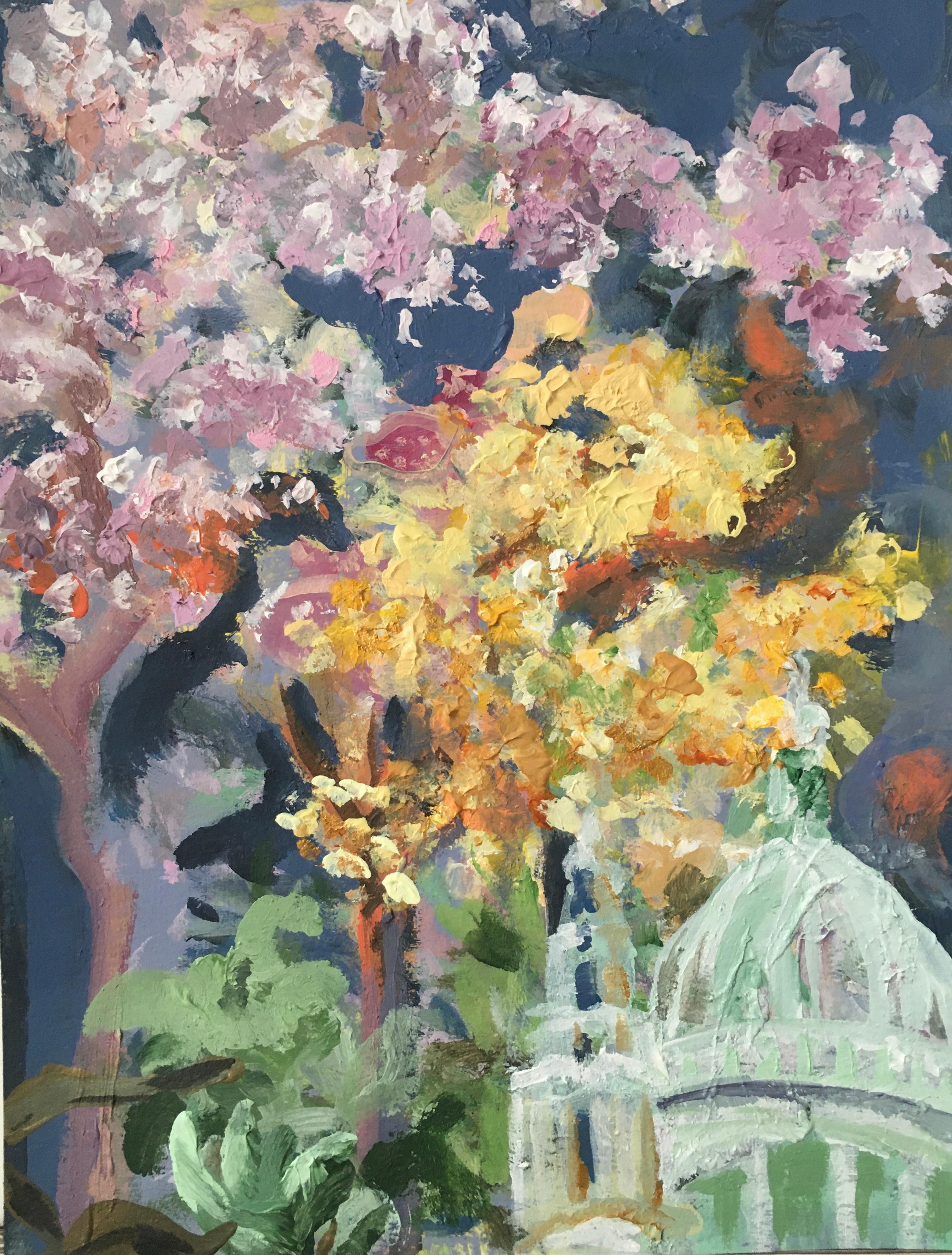 Hand Painted Artist's Proof Diptych-Sunshine Factory-London-Brit Awarded Artist - Abstract Impressionist Print by Shizico Yi
