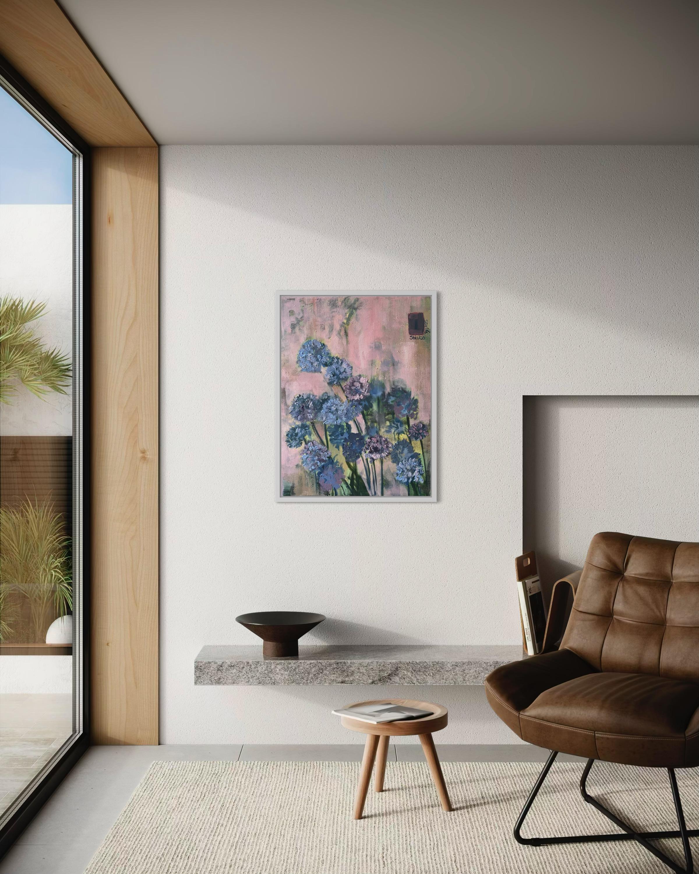 Épreuve sur toile peinte à la main - Alliums violets et brumeux - Artistics britanniques primés - une seule fois en vente 12