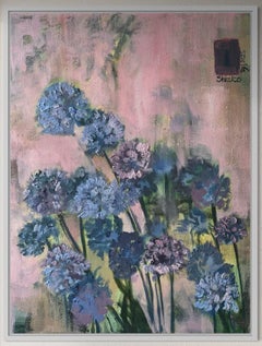 Épreuve sur toile peinte à la main - Alliums violets et brumeux - Artistics britanniques primés - une seule fois