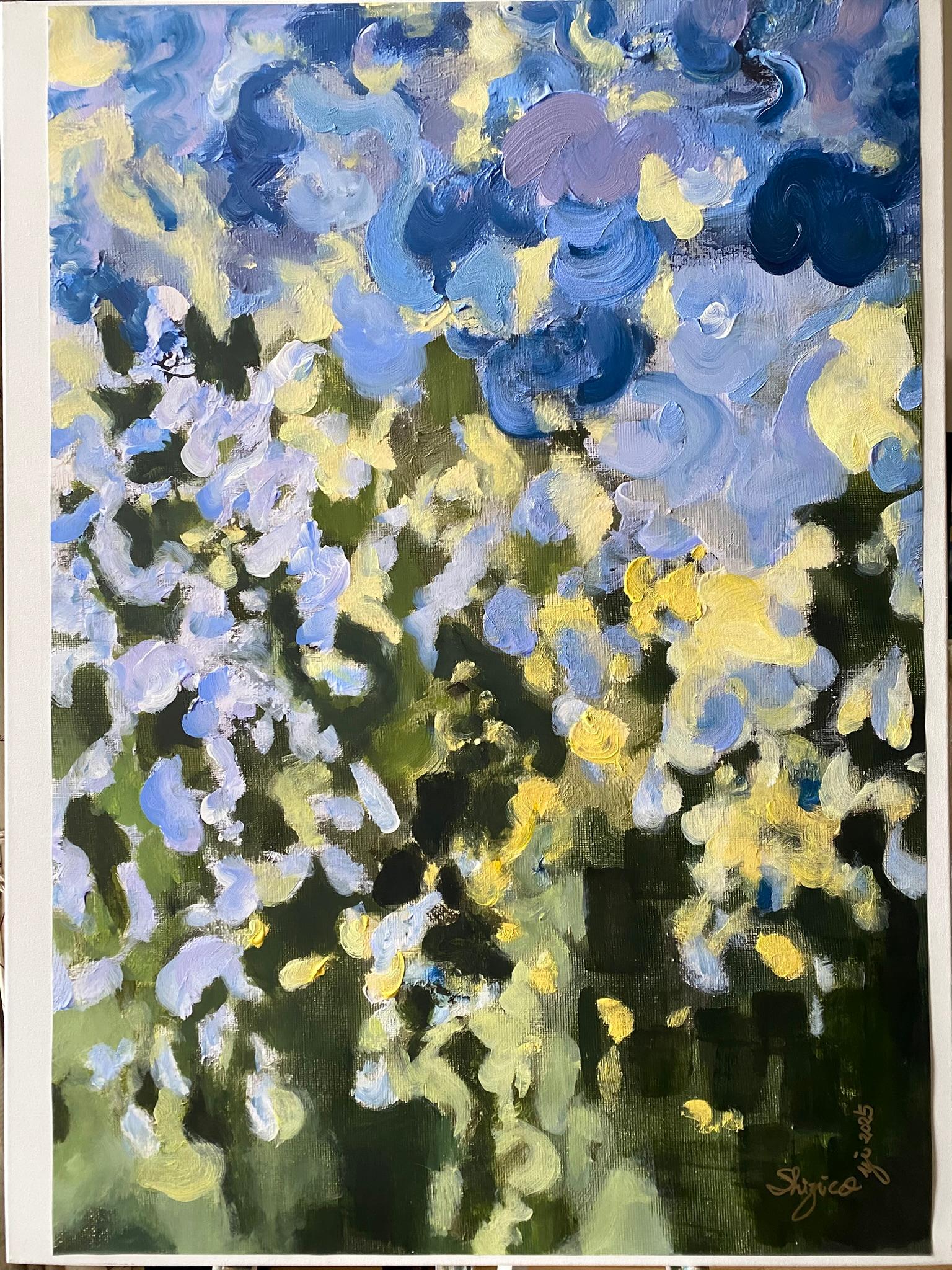 Sunset Song Series stands as one of the most luminous new collections by Shizico Yi for her Solo exhibition, Modern Ancient; 
the series was painted entirely en plein air under dimmed light in sunset hours stretch over 3 seasons; without artificial