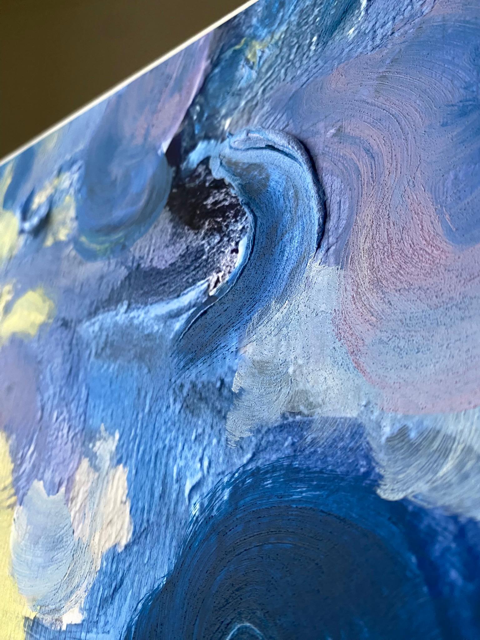 Hand Painted Edition-Sunset Song with Blue and Green-British Awarded Artist-No.2 For Sale 1