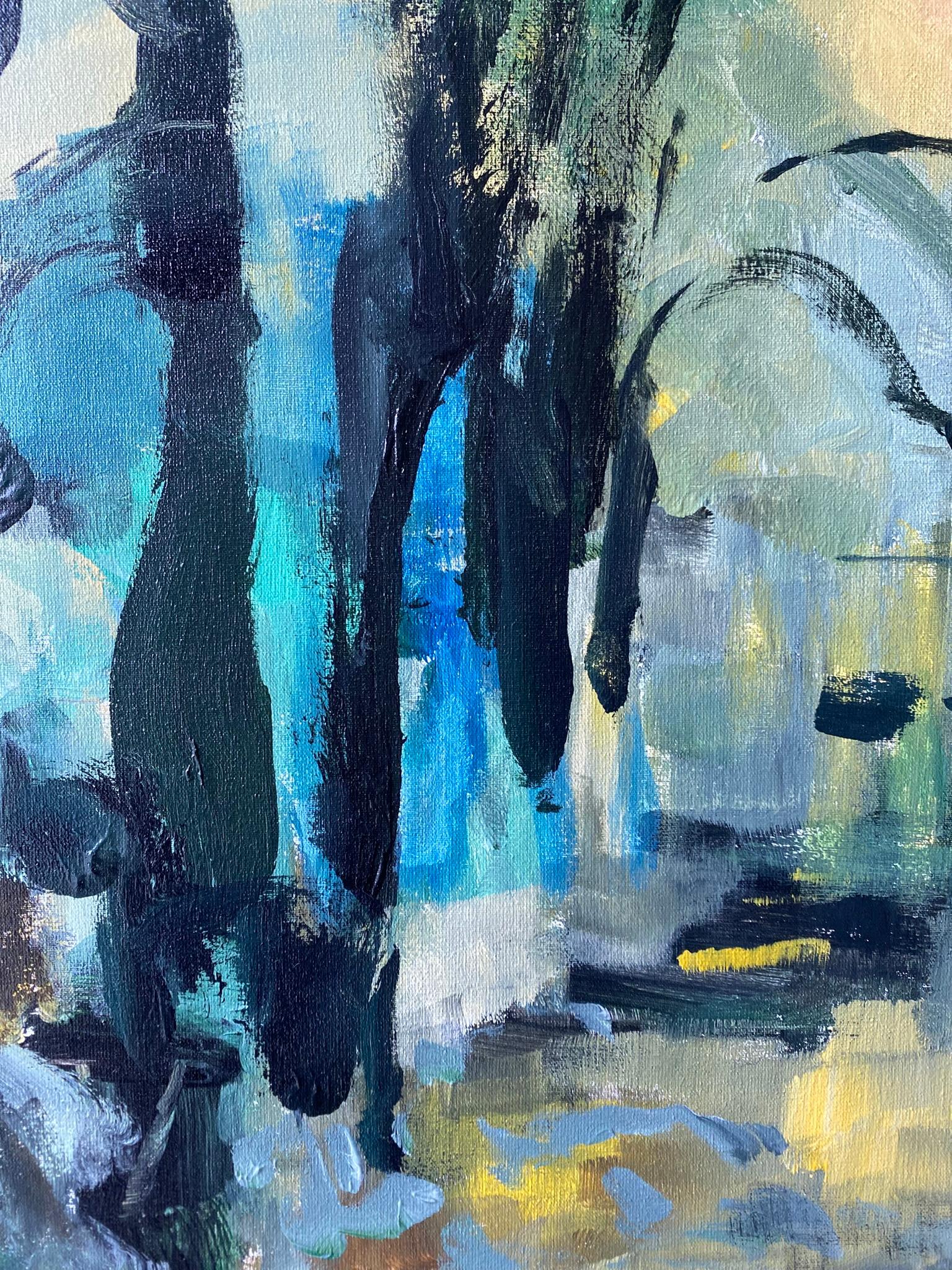 Handgemaltes großes Proof #1/2-Herbstschnee-British Awarded Artist-Öl auf Giclée (Grau), Abstract Print, von Shizico Yi