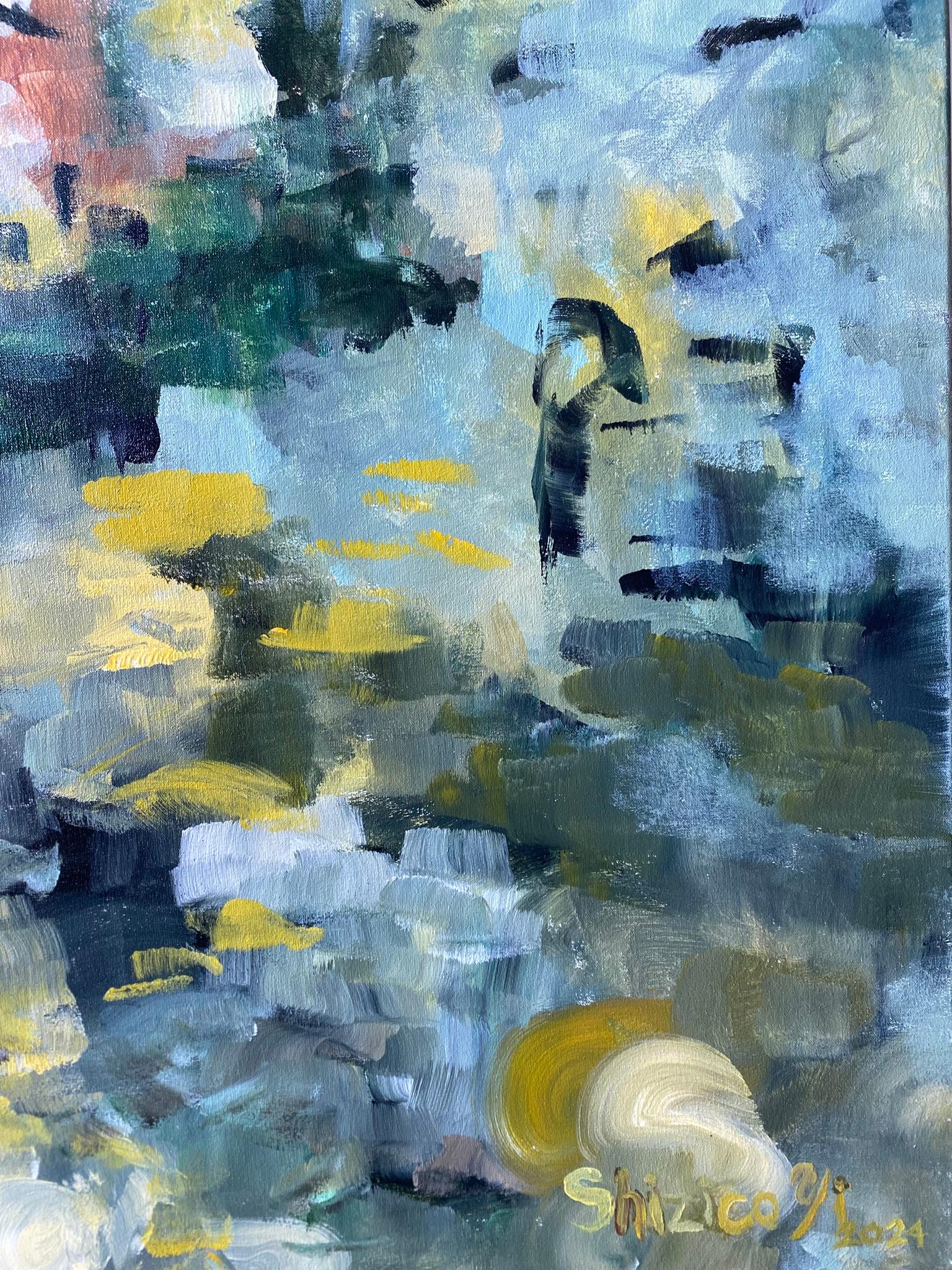 Dies ist ein großes, handgemaltes Artist's Proof mit Original-Ölfarbe des Künstlers Shizico Yi auf Giclée auf Papier; 
es handelt sich um ein Einzelstück, es wurden nur zwei Probedrucke hergestellt, angeboten wird hier die Nr. 1 der nur 2