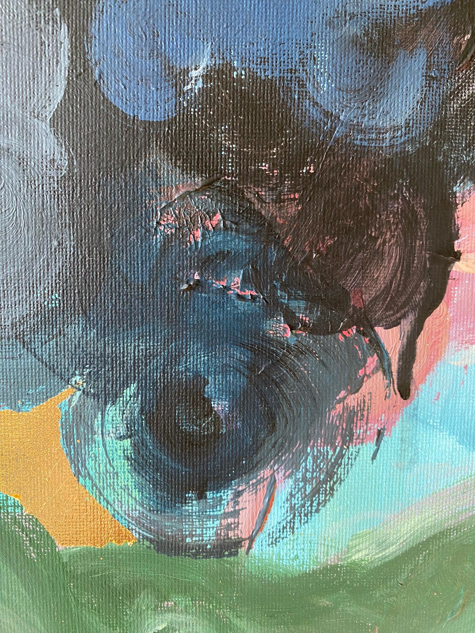 Pintado a mano Edición Limitada #1-Primera Luna-Premio del Reino Unido al Artista-óleo, oro sobre Giclée en venta 9