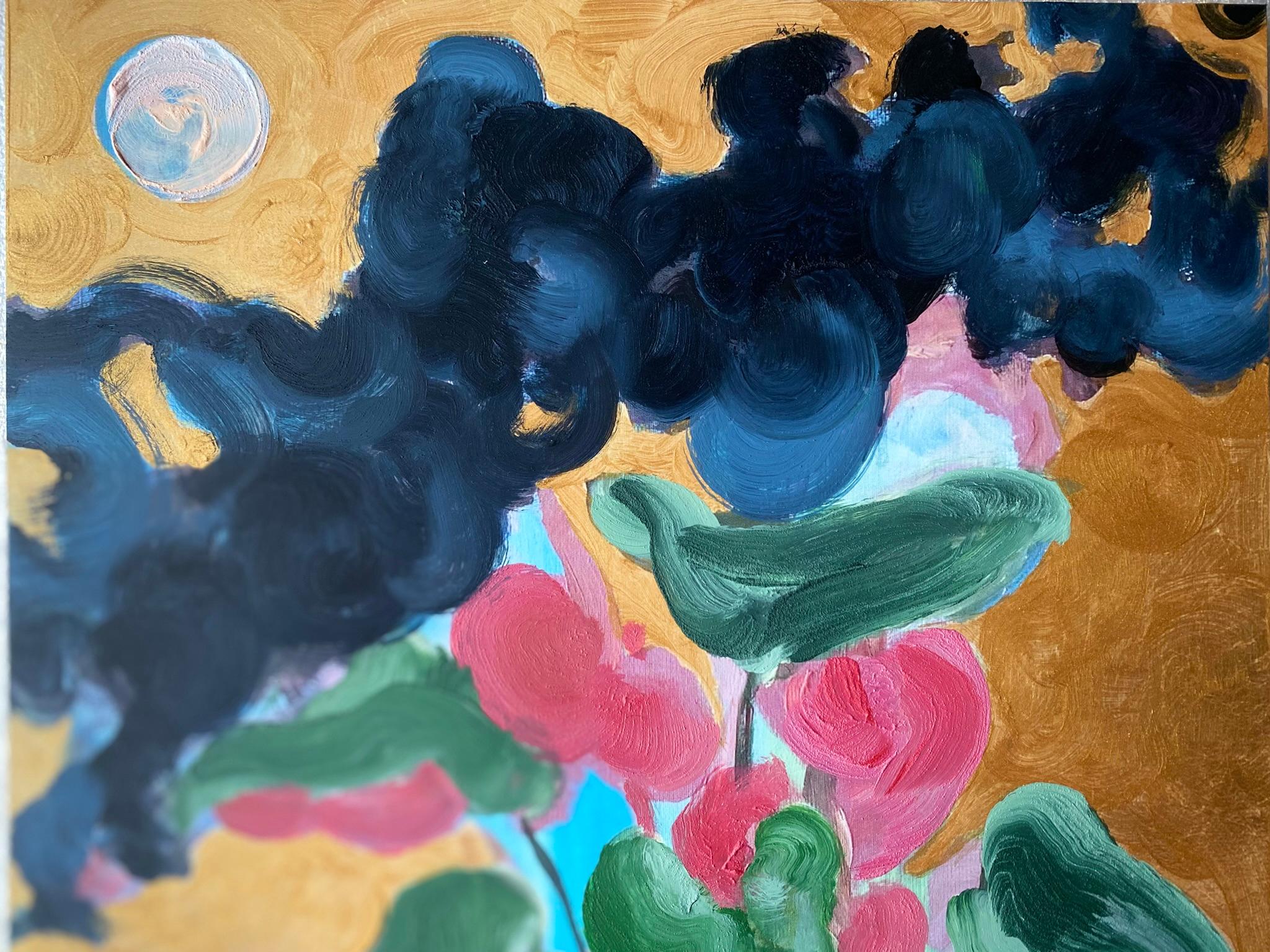 Édition limitée peinte à la main #2-Première lune- Artiste récompensé au Royaume-Uni-huile, or sur Giclée en vente 9