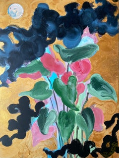 Hand painted Limited Edition #3-First Moon-UK Awarded Artist-oil, gold on Giclée