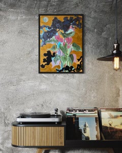 Handgemalte Limited Edition #2-First Moon-UK Awarded Artist-Öl, Gold auf Giclée