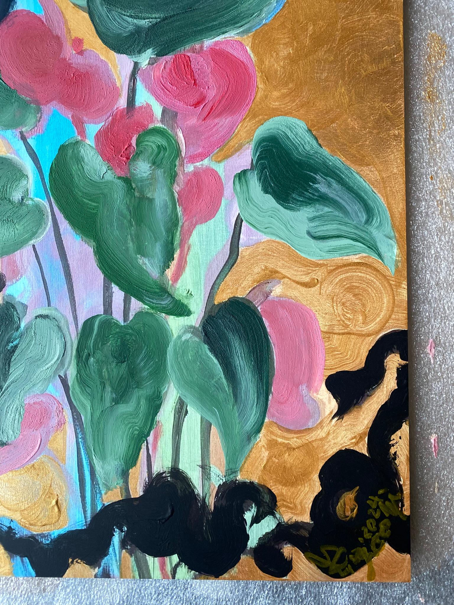 Édition limitée peinte à la main #2-Première lune- Artiste récompensé au Royaume-Uni-huile, or sur Giclée en vente 1