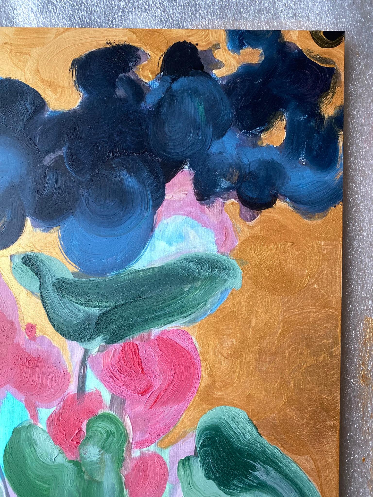 Édition limitée peinte à la main #2-Première lune- Artiste récompensé au Royaume-Uni-huile, or sur Giclée en vente 2