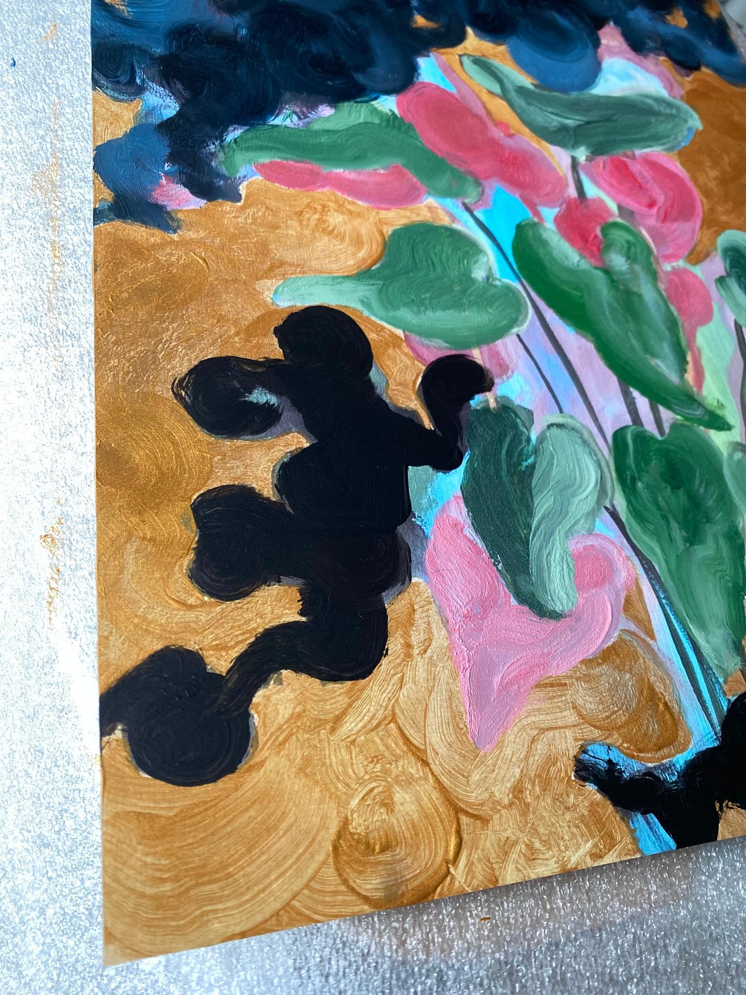 Édition limitée peinte à la main #2-Première lune- Artiste récompensé au Royaume-Uni-huile, or sur Giclée en vente 4