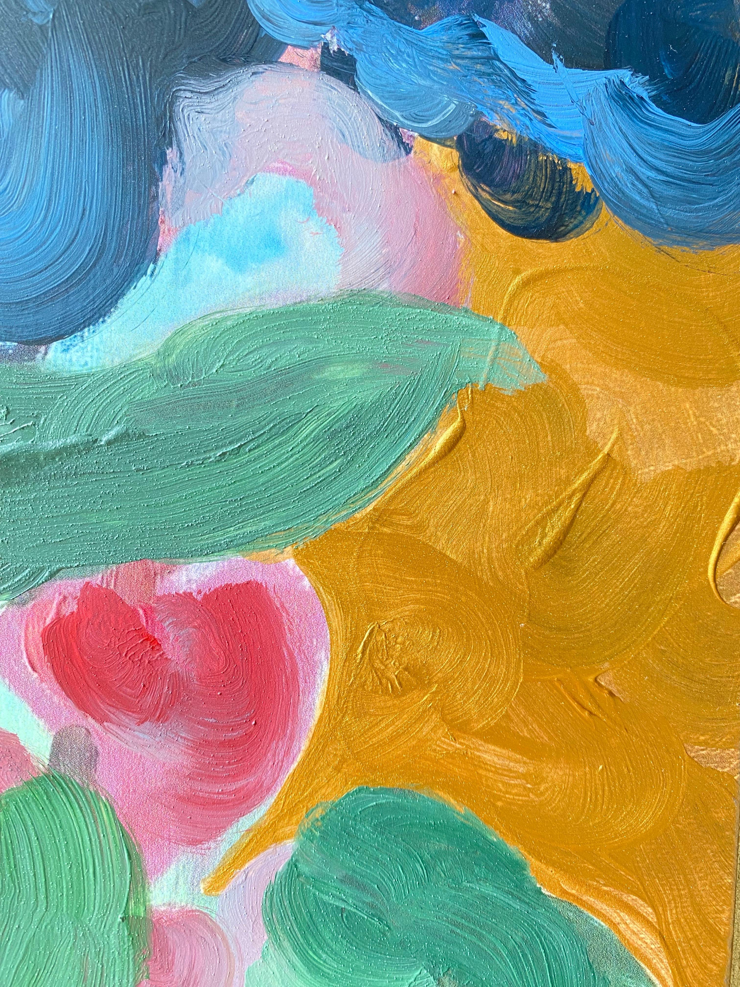 Hand painted Limited Edition-First Moon-UK Awarded Artist-oil, gold on Giclée #2 For Sale 12