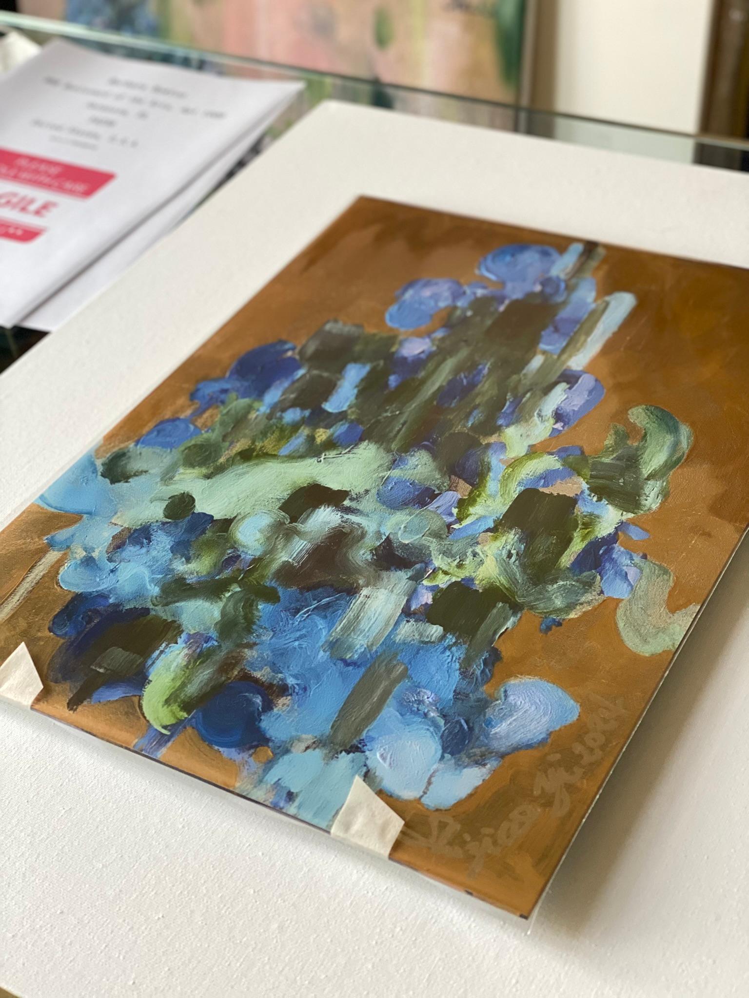 Dipinto a mano in edizione limitata#2/5-Campane magiche illuminate dal sole dorato-Artista britannico premiato - Print Impressionismo astratto di Shizico Yi